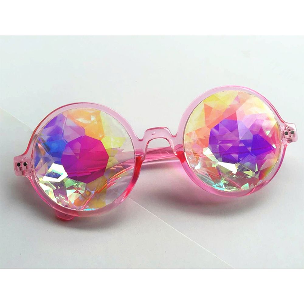 Gafas de sol redondas y transparentes para hombre y mujer, caleidoscopio, lentes de cristal para , Rave, de Reina, 1 par: pink