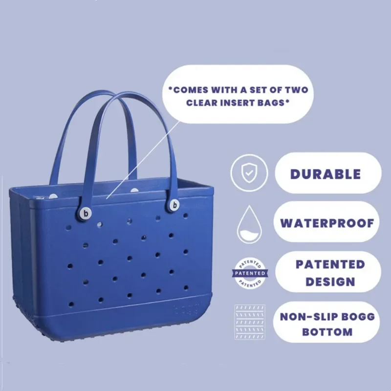 Mode Strand Bogg Bag Rubber Waterdichte Mand Grote Capaciteit Zomer Opslag Schouder Handtas Reizen Vrouwen Draagtas Boodschappentassen