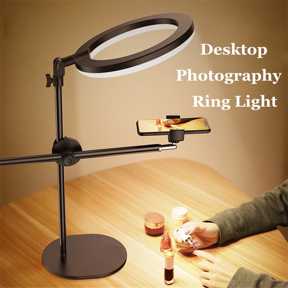 Beroep Desktop Fotografie Led Ring Licht Met Statief Telefoon Houder Ring Lamp Voor Foto Studio Nail Art Video Ringlicht