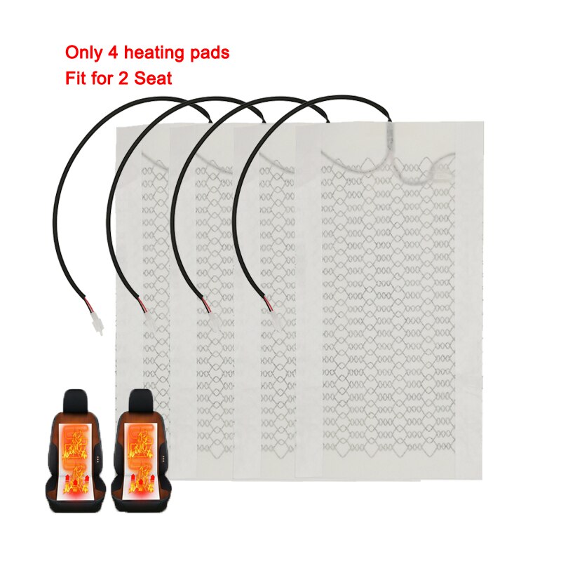 Auto Stoelverwarming Universele 12V Carbon Fiber Warmte Pads 3 Niveaus Dual Ronde Schakelaar Met Harnas Als Winter warmer Cover: Only 4 Heating Pads