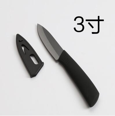 1 stk sort blad keramiske skæreknive køkkenværktøj bærbare knive 3-7 tommer frugt keramiske knive: 3 inches