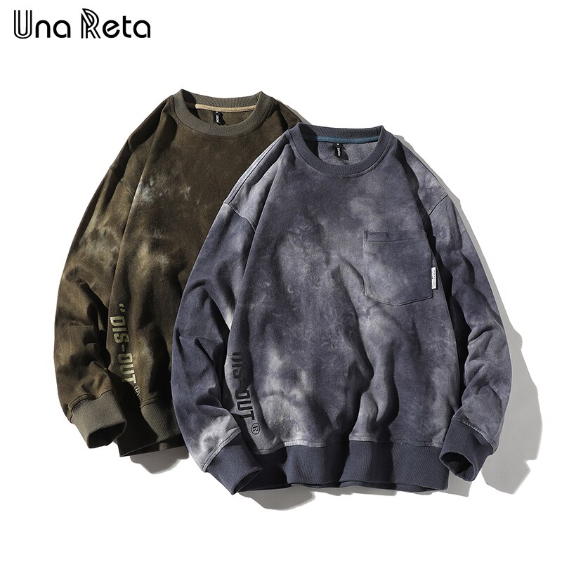 Una reta sweatshirts herre harajuku slipsfarvning print pullover sweatshirts hættetrøjer streetwear hip hop toppe afslappet hættetrøje mand