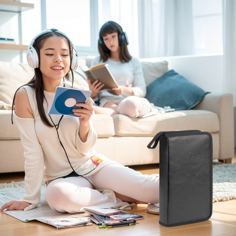 CD/DVD-Scheiben-Tragetasche, Handtasche, 80 Stück Kapazität, doppelseitige CD-DVD-Aufbewahrungshülle, staubdicht, Reißverschluss, Album-Geldbörsen-Organizer