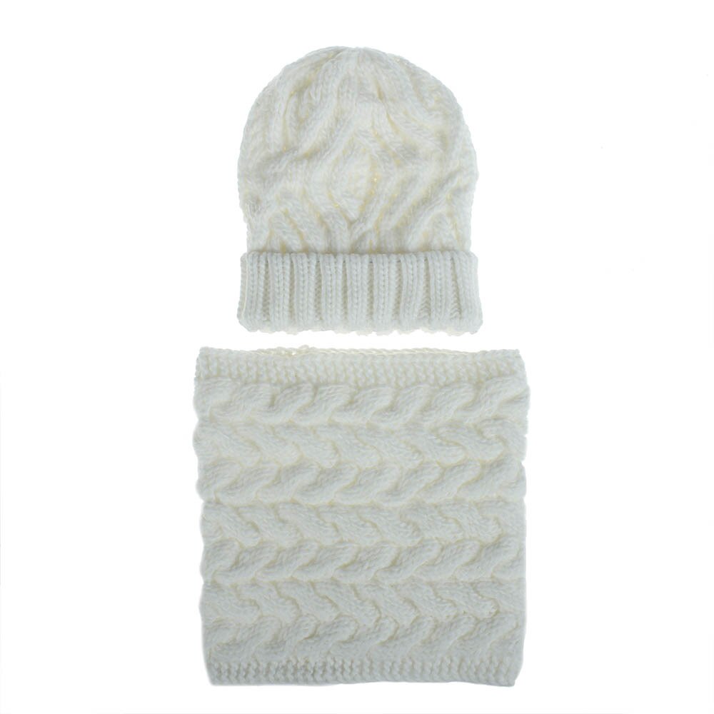 Sombrero y bufanda Multicolor para unisex, sombrero de acrílico sólido para mujer, con bufanda, sombreros de punto cálidos para exteriores, conjunto de bufandas, accesorios de invierno: 2