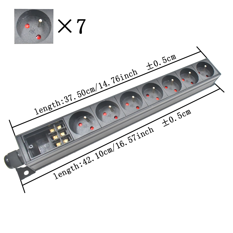 PDU power strip network cabinet rack wall desktop table bottom 1-11AC French socket with junction box No extension cable: Type 18