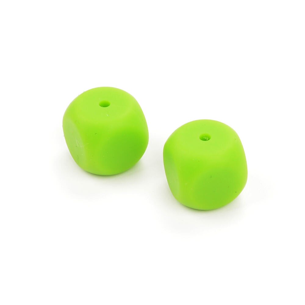 LOFCA-Cuentas sueltas de silicona para dentición de bebé, mordedor de silicón, joyería para masticar, collar sin BPA, 10 Uds.: chartreuse