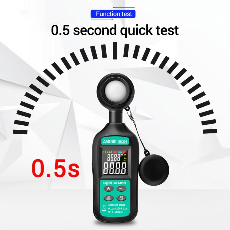 Luxómetro Digital portátil de medidor de luz 200K Lux fotómetro Metro Illuminometer ultravioleta UV radiómetro GN201