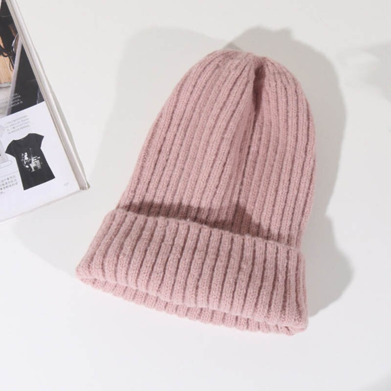 Urdiamond vintermössa för kvinnor godisfärg ullstickad varma mössor mössa mjuk kalottmössa tjejmössa matchande mössa: Rosa