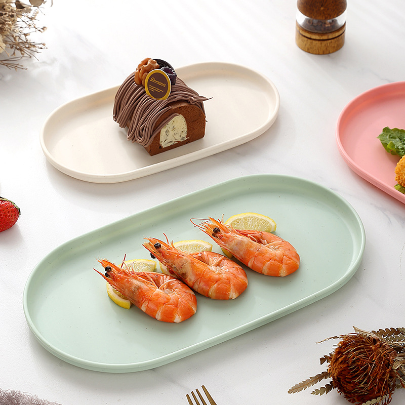 Bandeja decorativa nórdica, bandeja ovalada apilable, bandeja de almacenamiento de platos de joyería y frutas para comida, bandeja para cena de desayuno, accesorios de cocina
