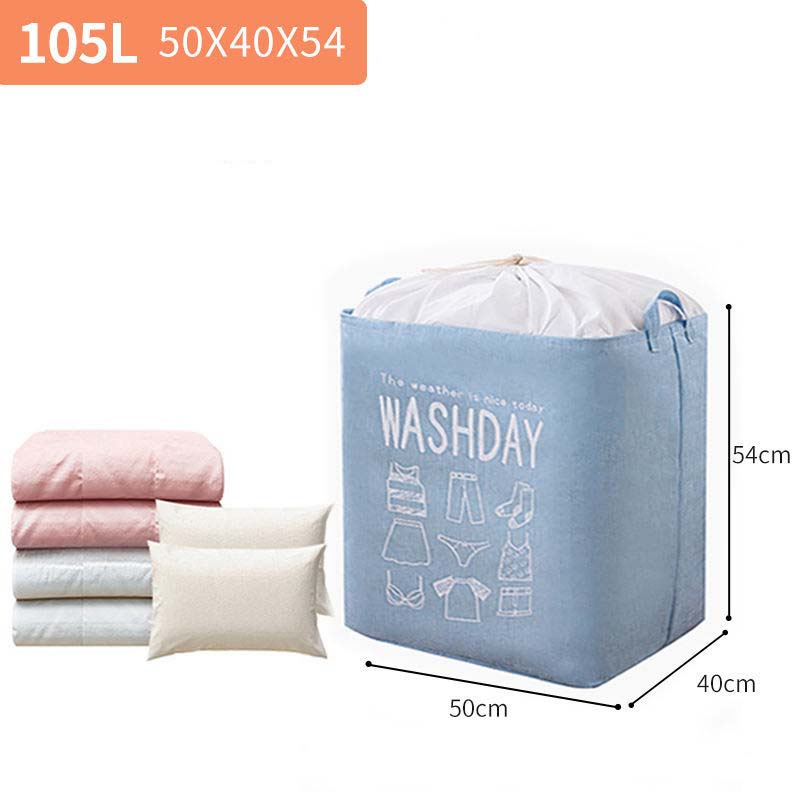 105L Dikke Katoenen Trekkoord Zak Quilt Opbergtas Katoenen Dekbed Opbergtas Garderobe Plus Size Opbergtas Thuis Opslag: 105L blue
