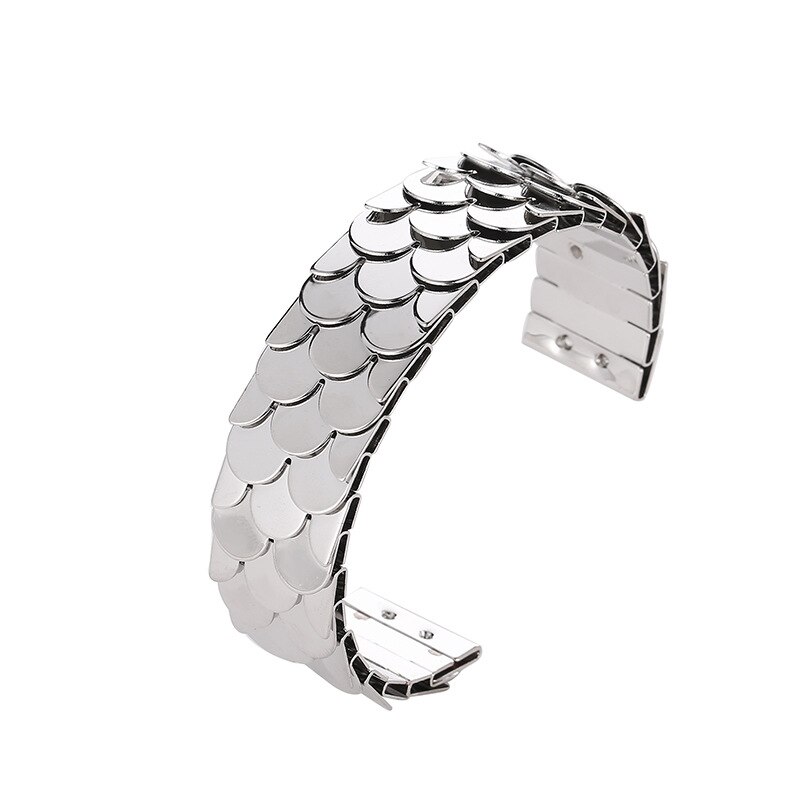 Bangles Fish Scales Bracelets Women Simple Jewellery Bracelet Geometric Jewelry Hand Made Trendy Zinc Alloy Punk Armband: silver color