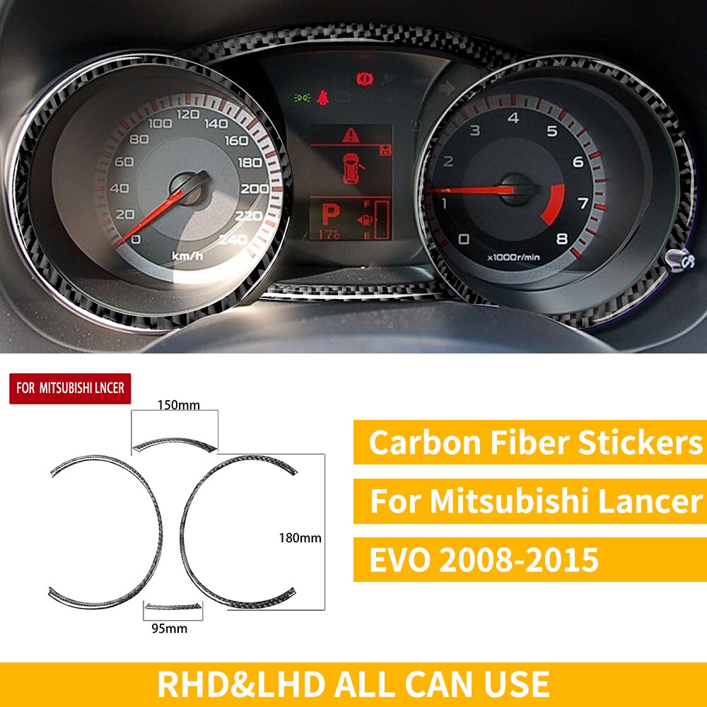 For Mitsubishi Lancer EVO X MR Speedometer Panel Frame Carbon Fiber Sticker Interior Trim Car Accessories: Default Title