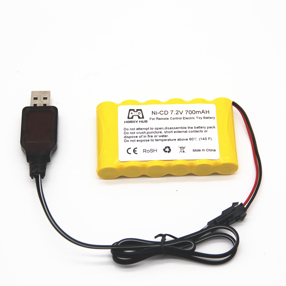 Hobby hub 7.2v AA 700mah NI-CD Battery for RC car Telerobot boat Tank electric toys Remote Control Toys 7.2 v 700 mah aa nicd