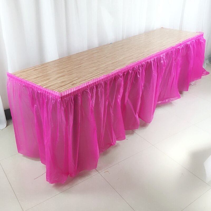 Disposable Table Skirt PEVA Table Skirting Rectangle Desk Skirt Kid Birthday Party Table Cover for Wedding Party Home Decoration