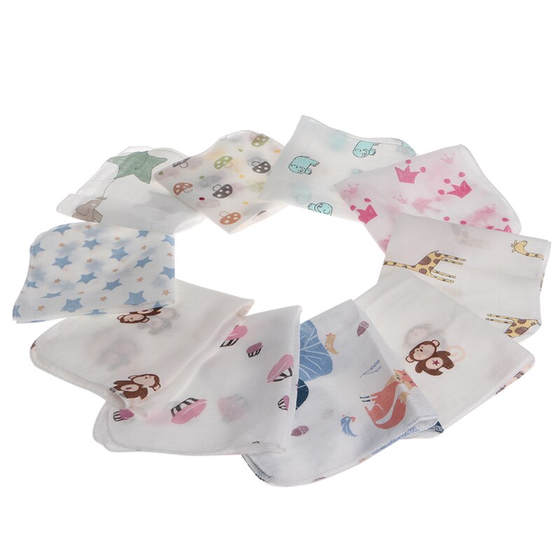 10Pcs Baby Baby Handdoek 28*28Cm Mousseline Handdoek Zakdoeken Twee Lagen Veeg Handdoek