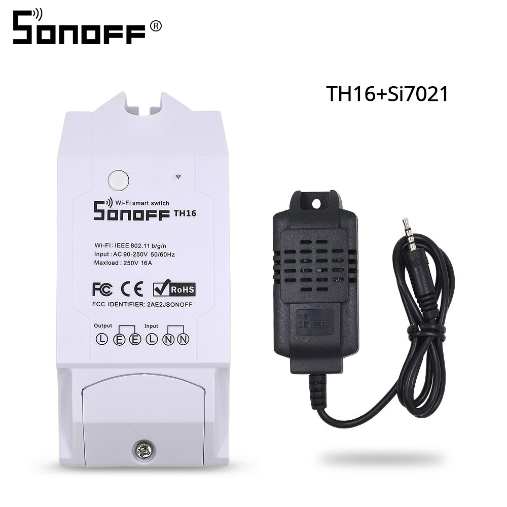 SONOFF TH10/TH16 DS18B20/SI7021/Al560 Temperatue Humidity Sensor Extension Cable Monitor Wireless Wifi Smart Light Switch Alexa: th16 with si7021