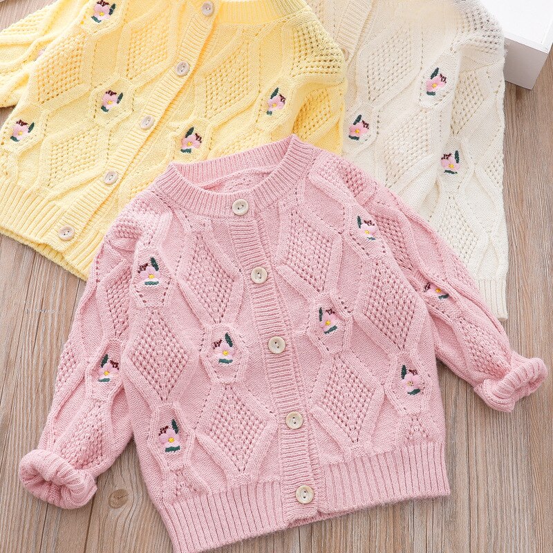 Bebê meninas casaco cardigan primavera moda infantil bonito malha roupas crianças jaqueta de algodão tricô camisola roupas para a menina