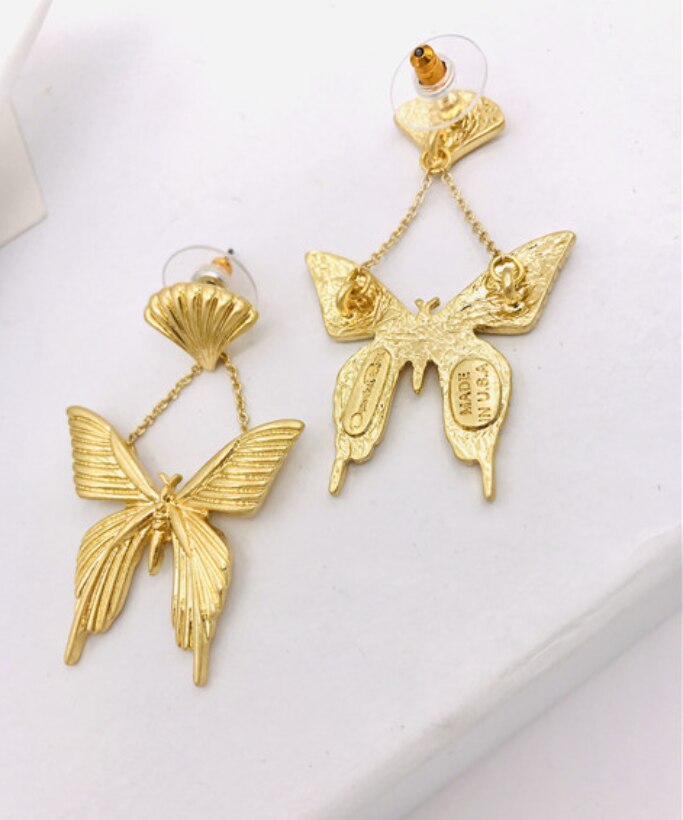 CSxjd nuevos pendientes exagerados de lujo con forma de mariposa joyería para mujer