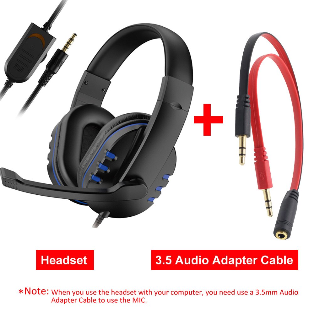 Auriculares estéreo para videojuegos, cascos con cable de 3,5mm para Xbox one, PS4, PC, con micrófono y Control de volumen: Blue Add A