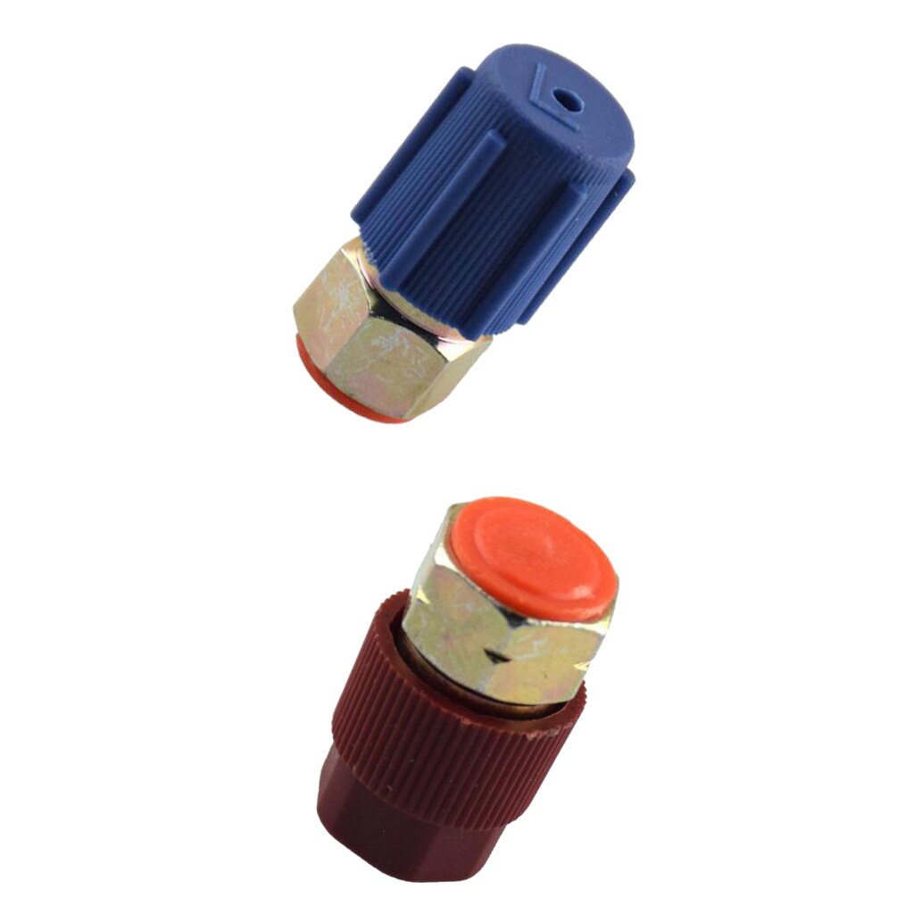 2pcs High & Low AC Port Adapter Retrofits R12 Port to R134a Quick Disconnect
