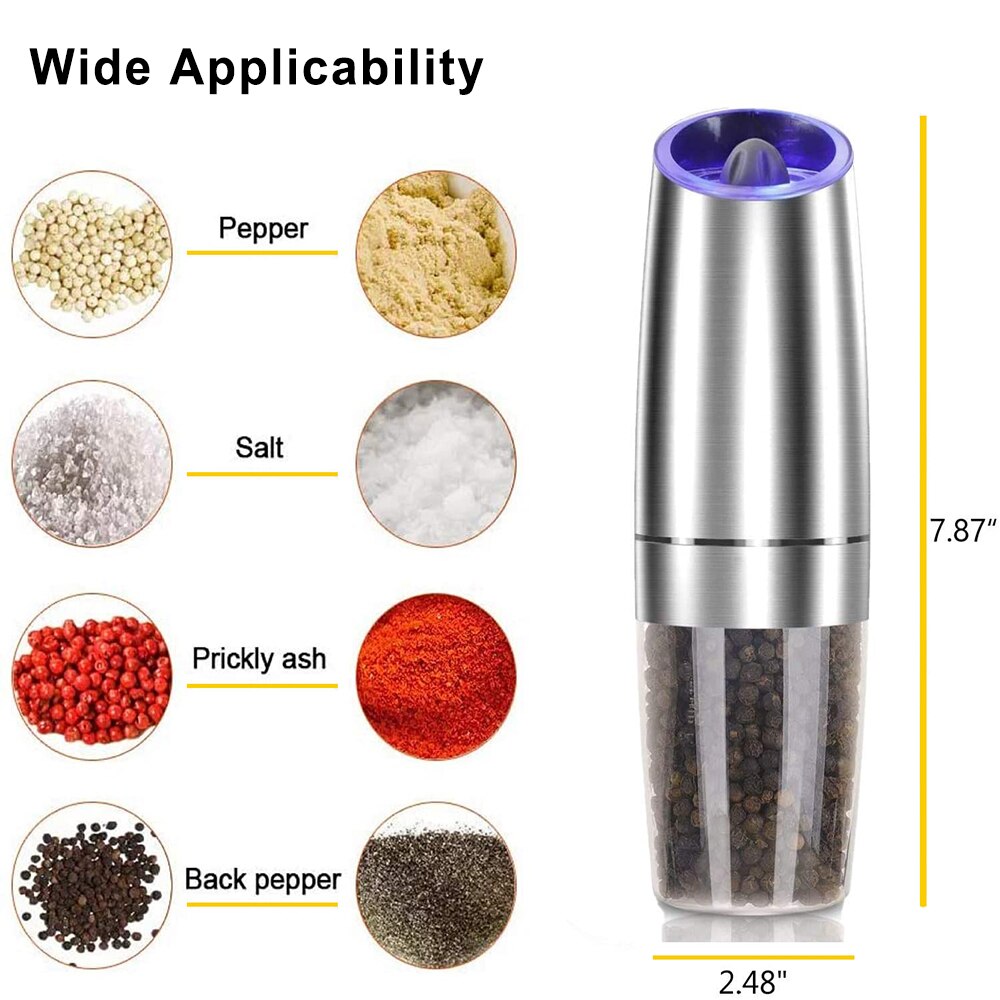 Electric Salt and Pepper Grinders Automatic Spice Mill Seasoning Kitchen Tools Grinding Gadget Sets Seasoning for Cooking BBQ