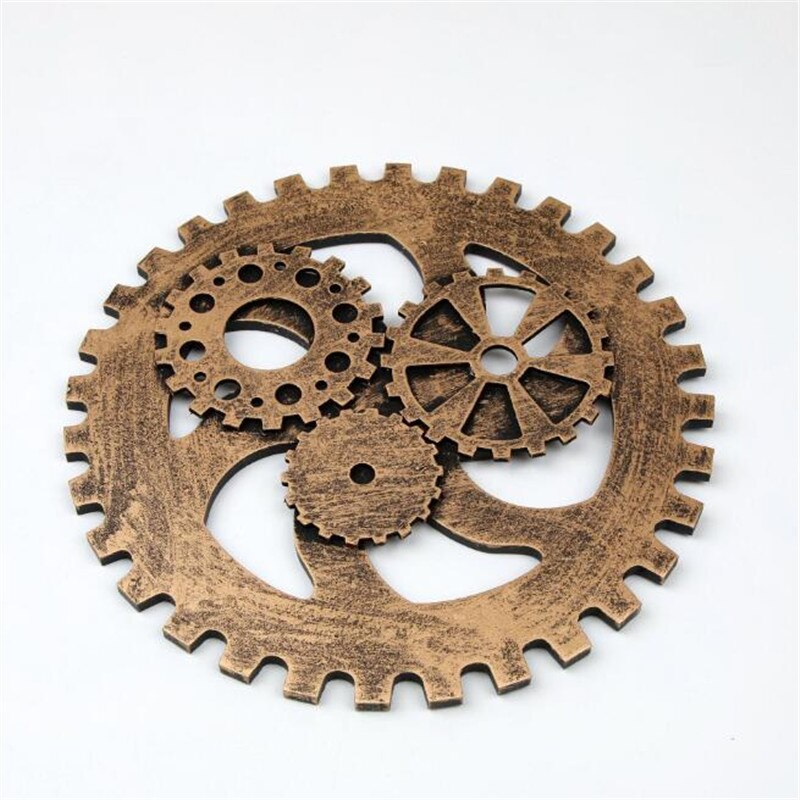Date rétro Style industriel en bois engrenage décoratif roue engrenage ornements Art Bar café maison tenture murale décor artisanat: Gold 24cm 6 hook B