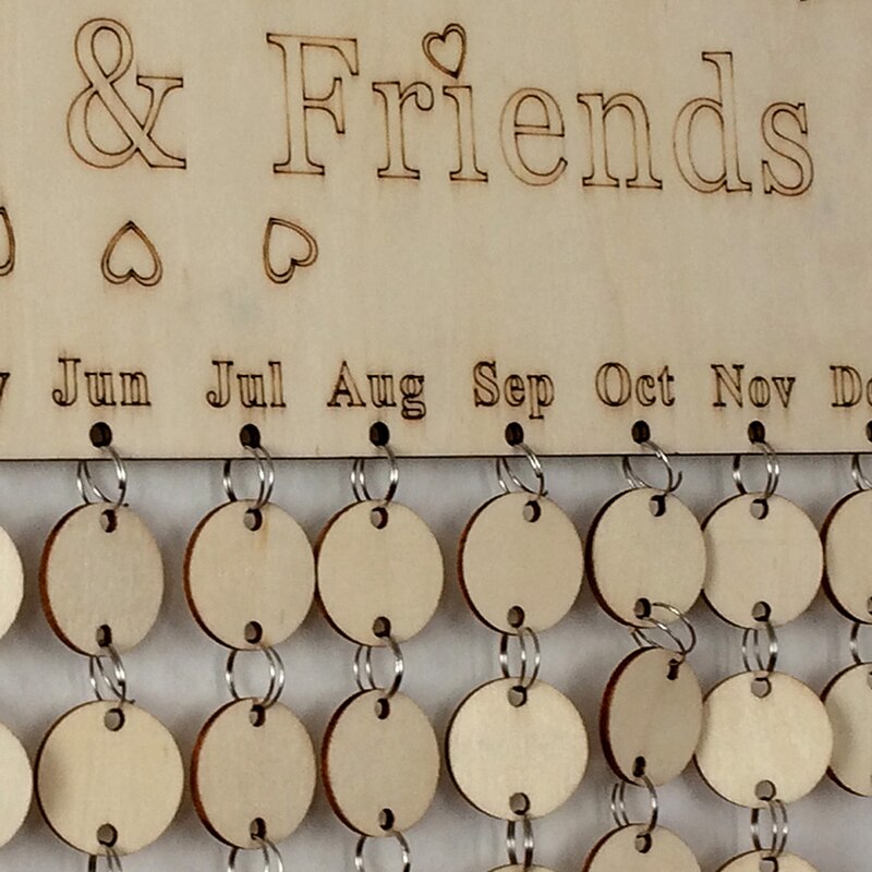 DIY Holz Kalender Freunde & Familie Herz Gedruckt Zauberstab Kalender Zeichen Spezielle Termine Erinnerung Bord Hause Hängen Dekor