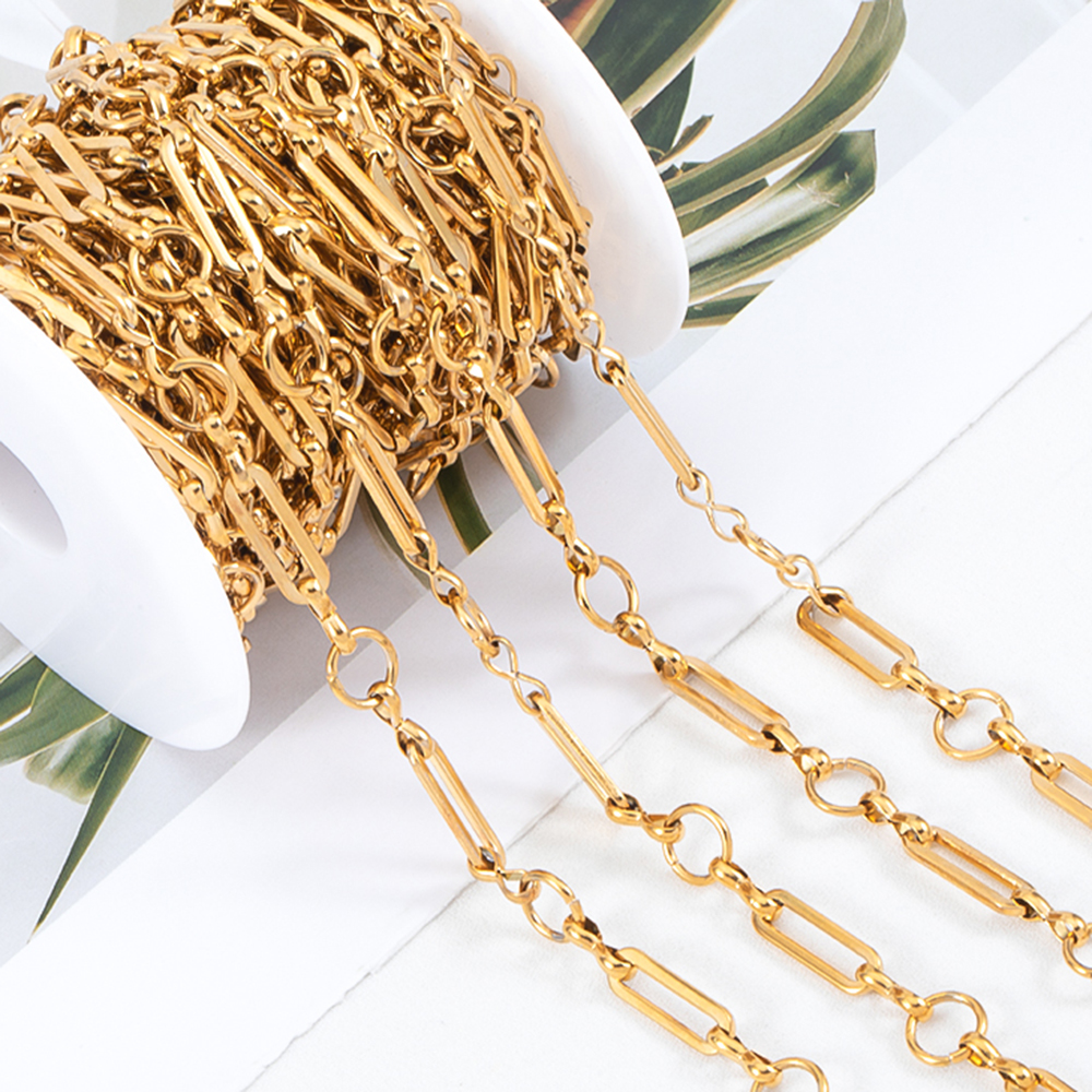 Cadena de acero inoxidable de 1 metro, marco de barra larga, cadena circular redonda para collar DIY, pulsera, accesorios para hacer joyas,: Gris