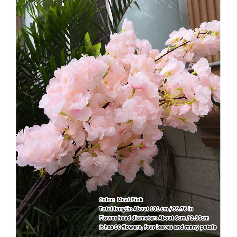 Artificial Cherry Blossom Pink White Cherry Tree Silk Flower Spring Cherry DIY Bonsai Arch Wedding Props Home Decoration: plum