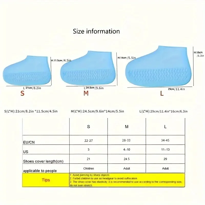 1 par de cubrezapatos de goma para botas de lluvia para uso en exteriores, cubrezapatos impermeables de silicona, cubrezapatos para días lluviosos, lluvia antideslizante reutilizable