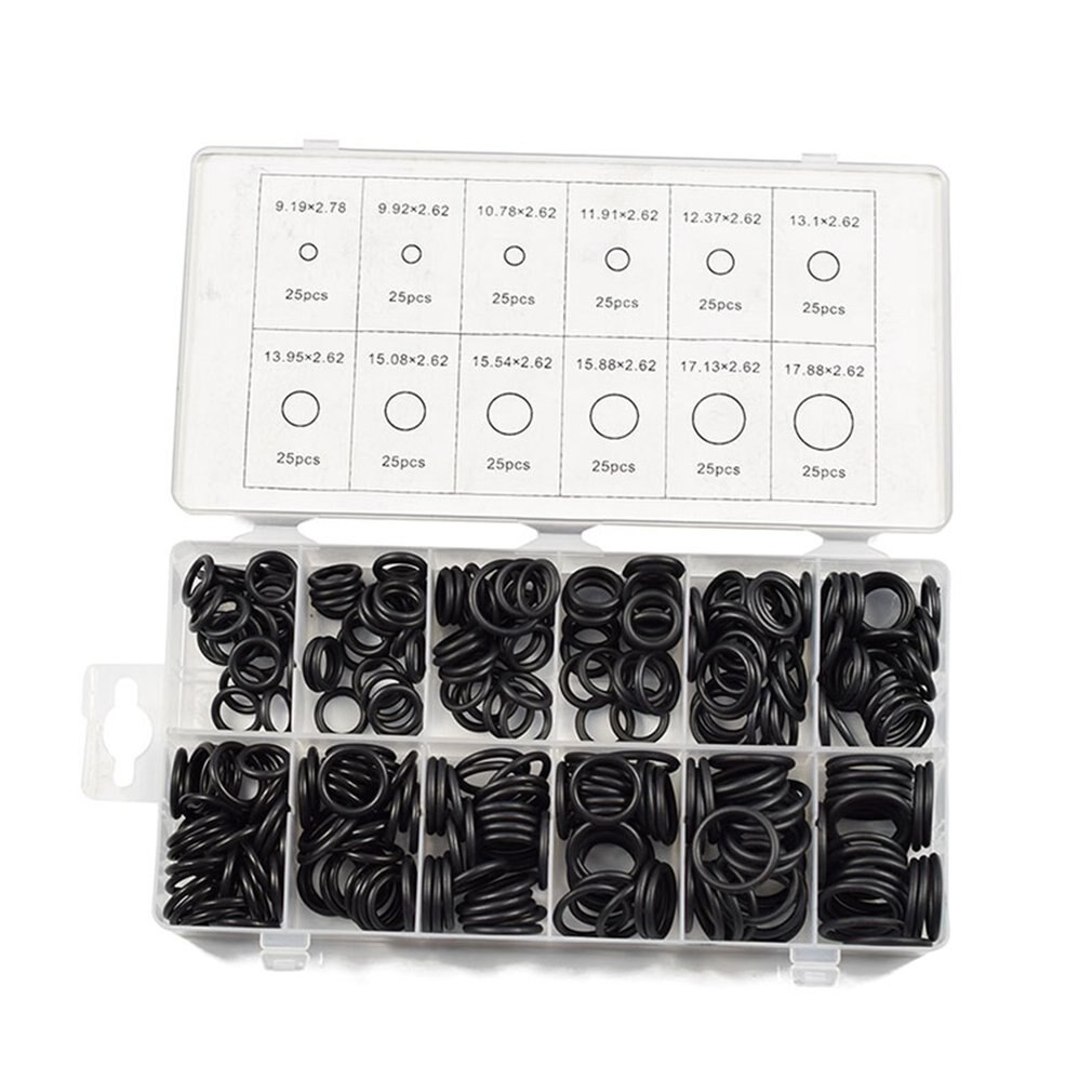 225PCS/SET Home Use Black Rubber O Ring Assortment Kit Metric Automotive Grommet Seal Rubber Ring Set