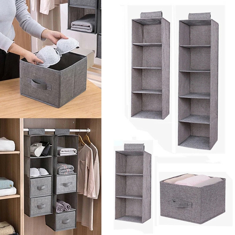 Cotton Closet Wardrobe Cabinet Organizer Hanging Pocket Drawer Clothes Storage Clothing Home Organization