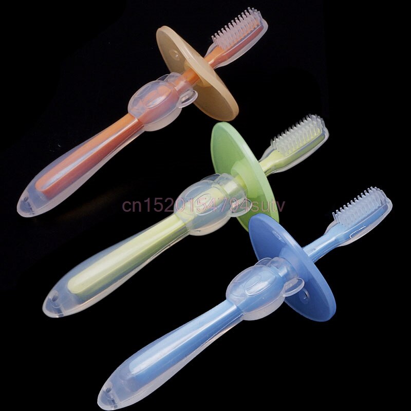 Baby Bijtring Training Tanden Zachte Tandenborstel Borstel Veilig Buigbare # h055 #