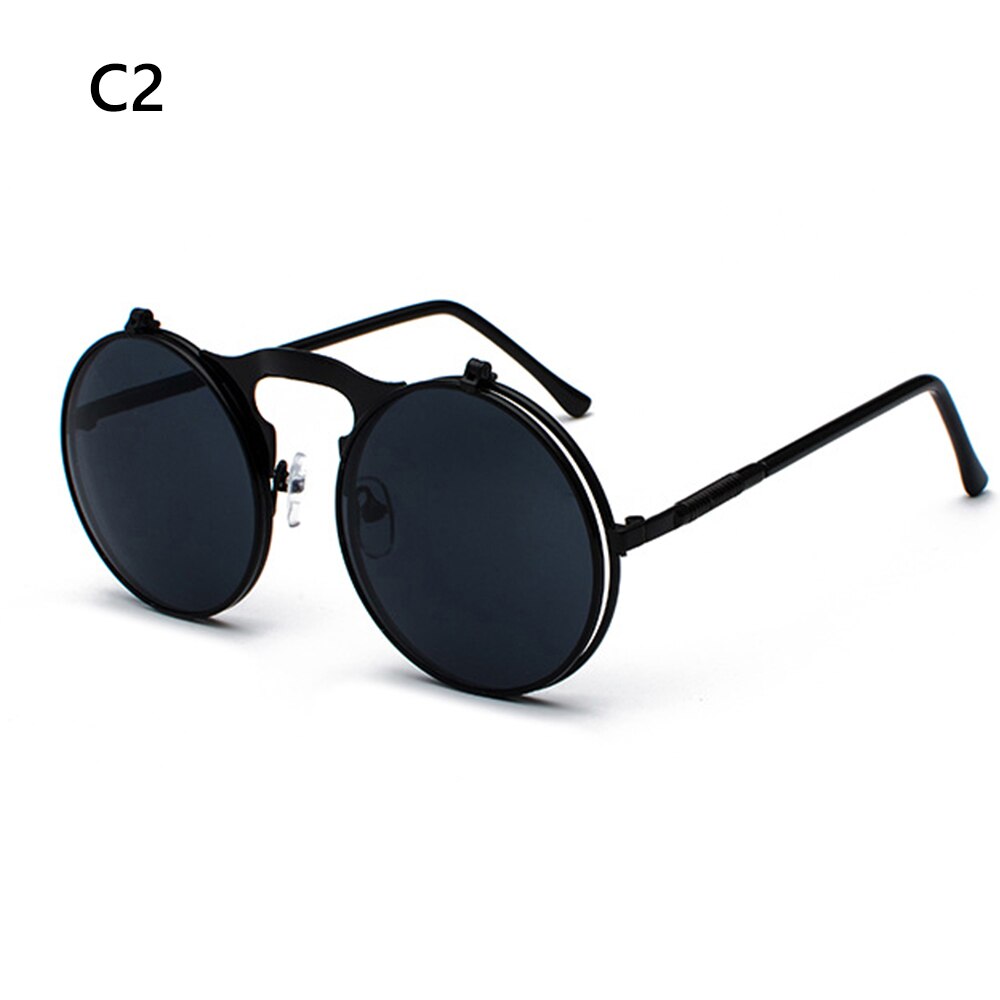 1 PC Vintage Punk Round Flip Up Sunglasses for Men Women Steampunk Driving Sunglasses Summer UV Protection Eyewear: 2
