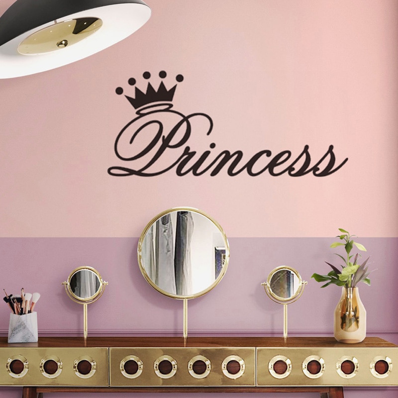 Moderne stijl Prinses kroon Muursticker voor Meisje babykamer slaapkamer Home Decoratie art Decals nachtkastje Stickers behang