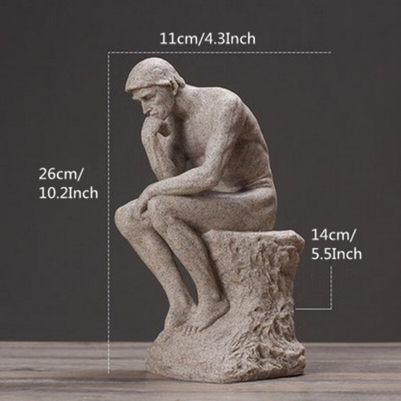 Hars Zandsteen Denker Standbeeld Retro Creatieve Hars Sculptuur Handgemaakte Ambachten Home Decoratie Accessoires Indoor Beeldjes: 01