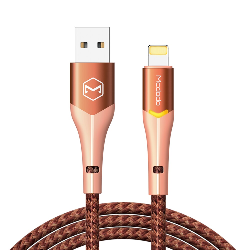 Mcdodo usb -kabel 2a hurtig opladning til lyn iphone 12 11 pro max xs xr  x 8 7 6 plus ipad ipod ios 14 oplader data led -kabel: Orange
