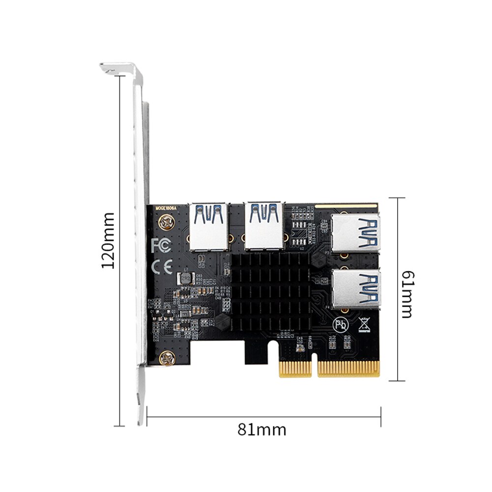 PCIE PCI-Express Slot 1 Turn 4 Extender Card PCI-E X4/X8/X16 1x to 4x Riser Converter for BTC Mining Windows PC Refit Multiplier