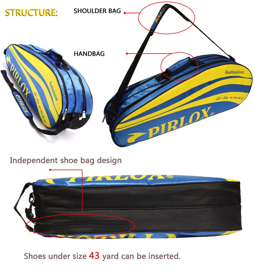 Dobbeltdæk stor tennisracket sportstaske badminton taske tennis ketcher tasker til 43 sko dobbelt lynlås vandtæt