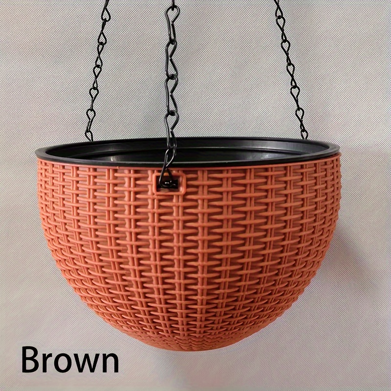 De 1 maceta de plástico tejida de ratán colgante, cesta de macetero colgante de estilo europeo, maceta grande de resina colgante para orquídeas de interior: Azul