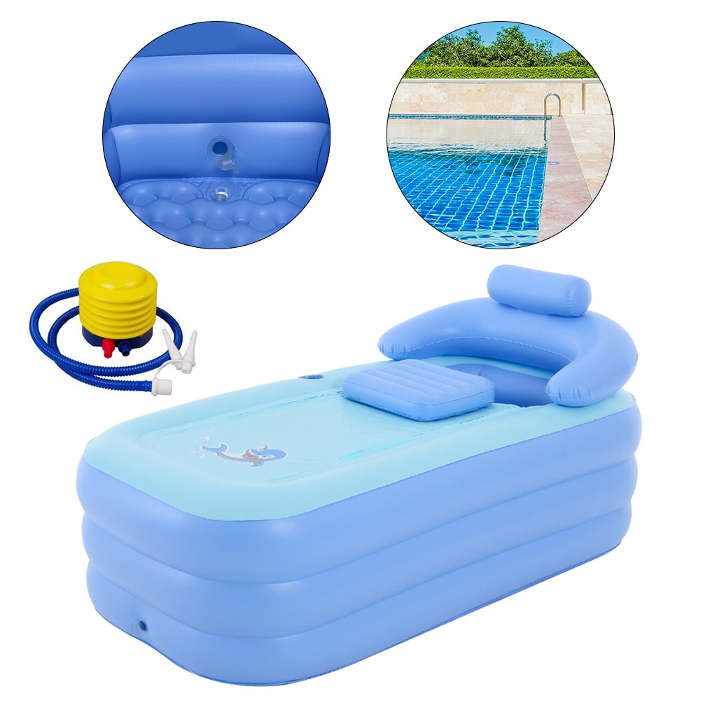 Durable Inflatable Bathtub Home Travel 3-Layer Bath Tub Backrest Spa