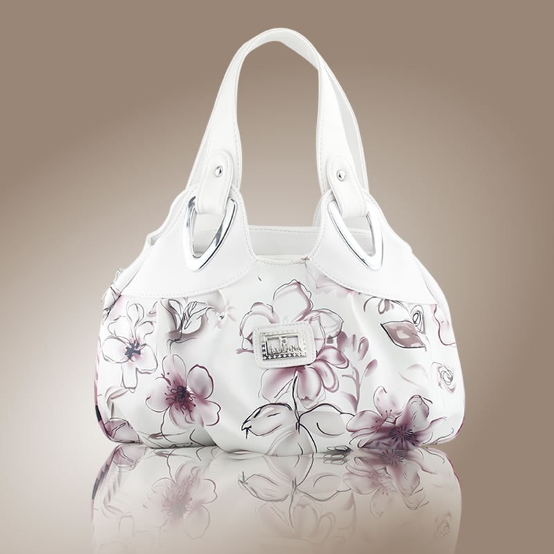 Bolso de cuero con estampado de flores para mujer, bandolera Popular, ZF10181: Red flower