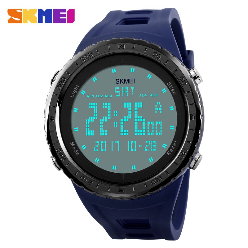 SKMEI Casual Heren Horloges LED Digitale Swim Waterdichte Outdoor Sport Horloge Mannen Dubbele Tijd Multifunctionele Horloges: Blue