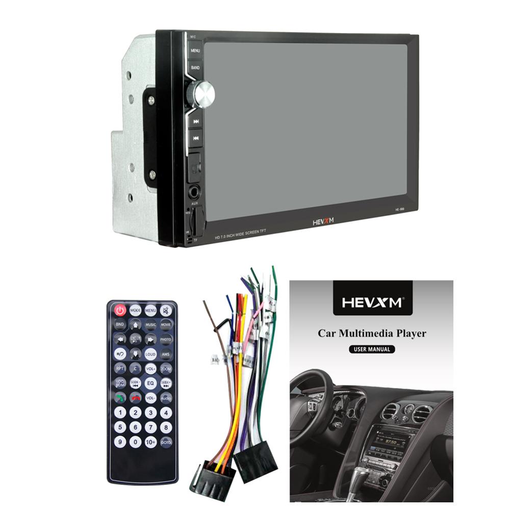 Car Radio HD 7" Touch Screen Stereo Bluetooth 12V 2 Din FM ISO Power Aux Input Auto MP5 Player SD USB HE-999 HE999