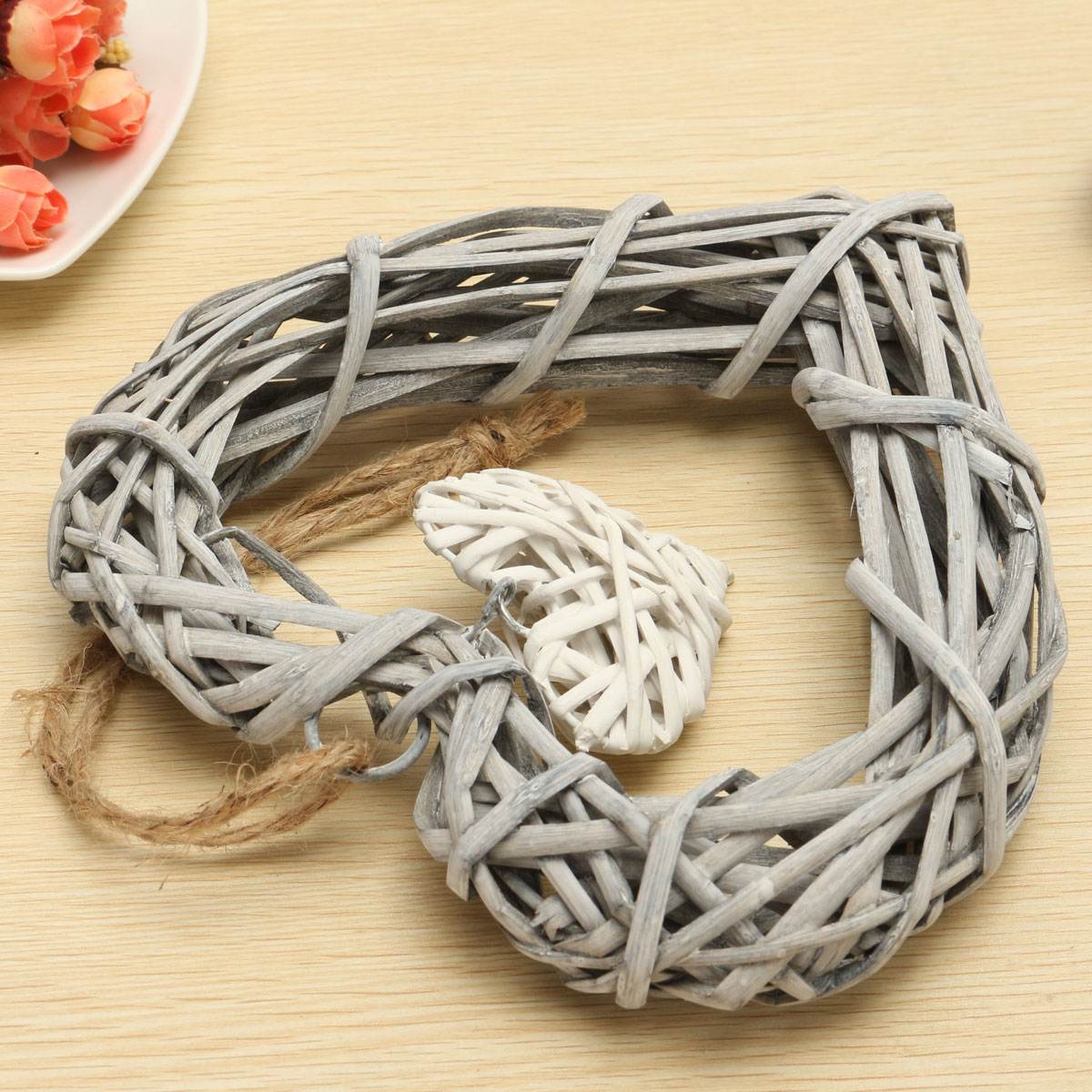 Hart Rotan Rieten Opknoping Decoraties Liefde Sepak Takraw Bruiloft Rotan Bal Decor Thuis Party voor Valentines Liefde