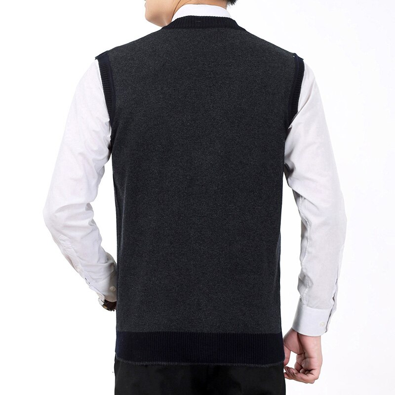 Hommes cachemire laine Gilet printemps automne tricoté Gilet homme v-cou gilets homme Gilet Botton devant Weskit Mans loisirs gilets