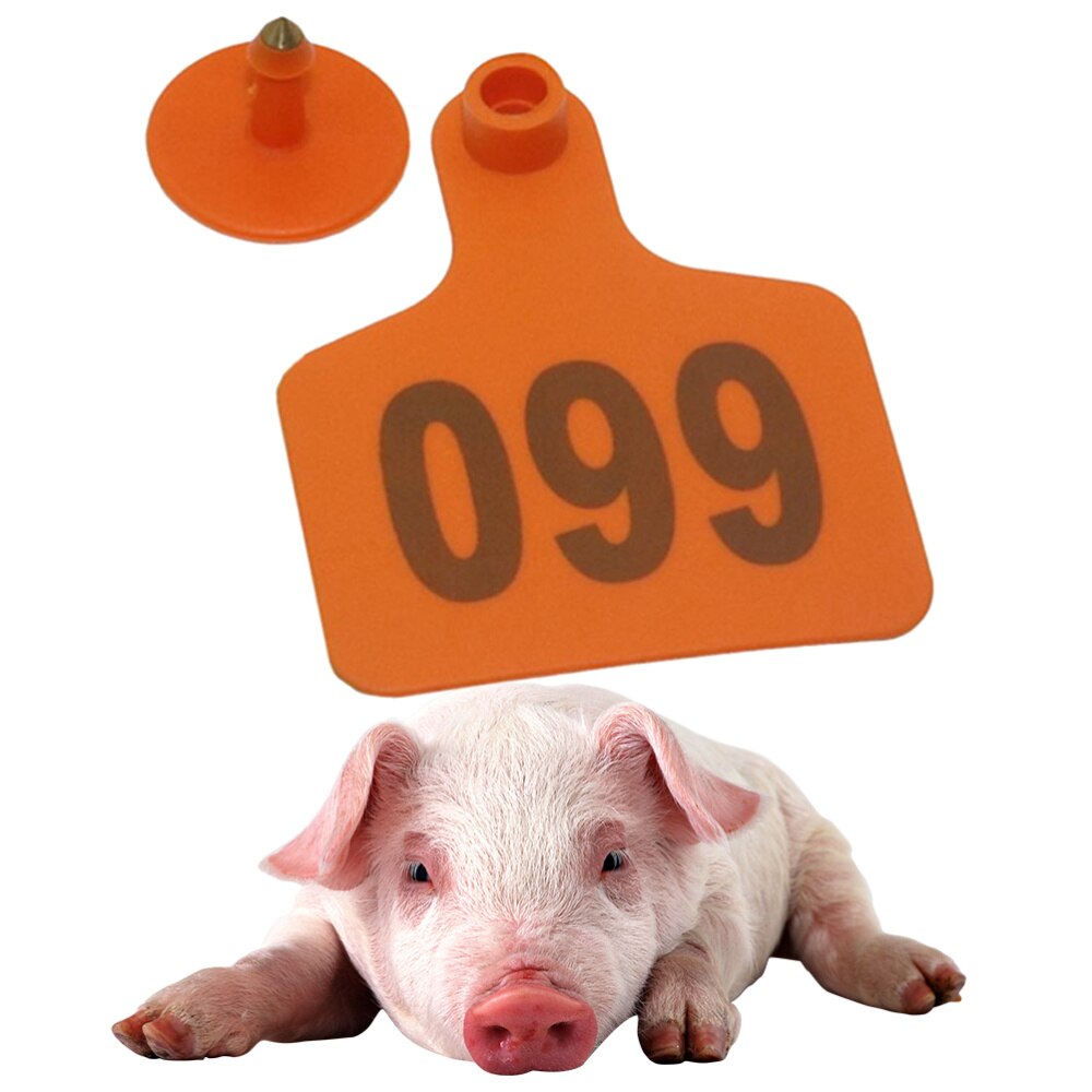 Étiquettes d'oreille de vache, 100 pièces, animaux de ferme, Identification de voiture avec le mot numéro (jaune)