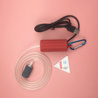 NICREW Aquarium Luftpumpe Sauerstoff Pumpe Überprüfen Ventil Tragbare Mini USB Stumm Energiesparende Pumpe für Aquarium Aquarium Zubehör: rot