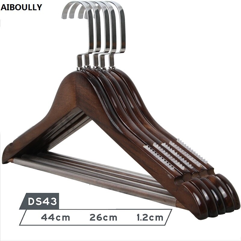 10 Teile/satz Erwachsene extra-Große Feste Holz und Metall Haken Holz KleiderbüGel Mit Kerben Nicht-Unterhose Metall Haken für Kleidung W2760