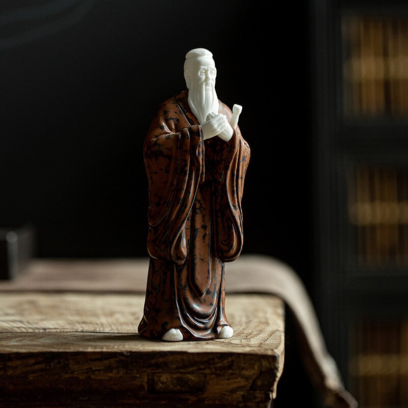 Confucius, une statue de sculpture saint, sculpture d'art moderne en céramique, style chinois décoration de loft de salon de